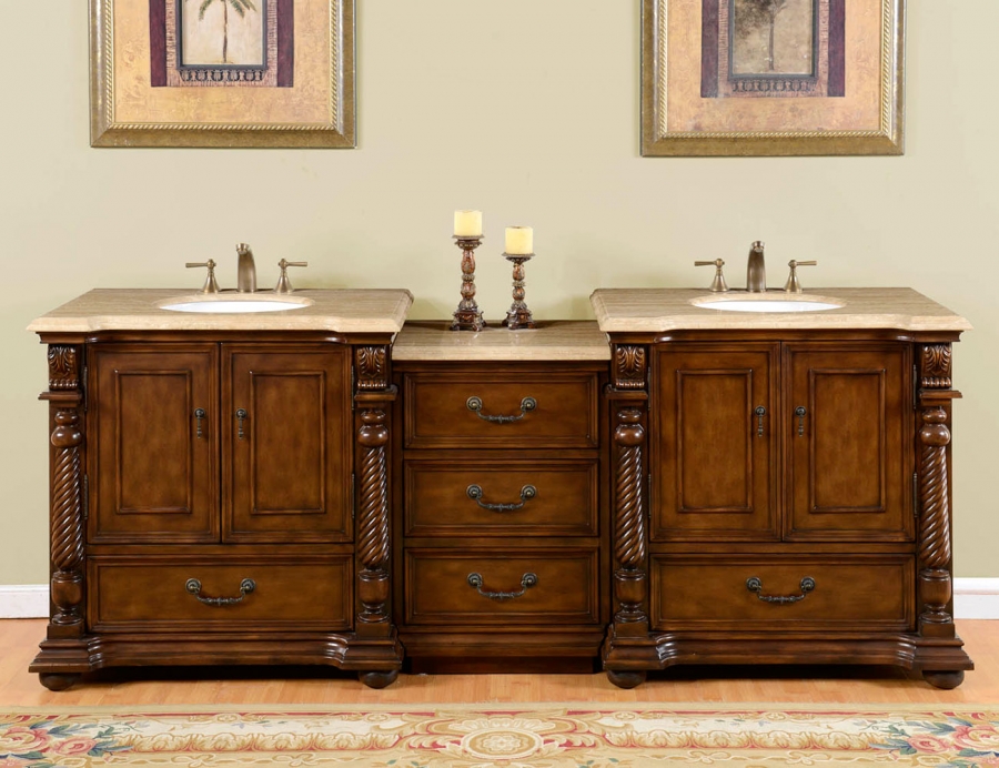 92 Inch Double Sink Bathroom Vanity in Brazilian Rosewood UVSR0275T92