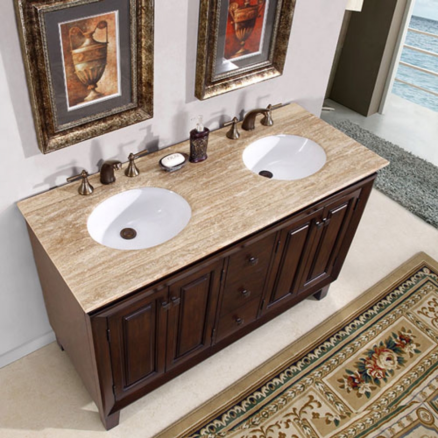 55 Inch Small Furniture Style Double Sink Vanity