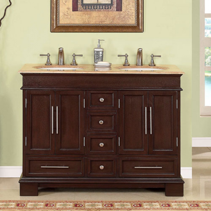 48 Inch Double Sink Bathroom Vanity In Dark Walnut