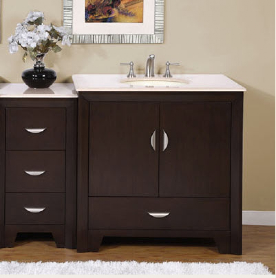 54 Inch Modern Single Bathroom Vanity with Choice of Counter Top and 2