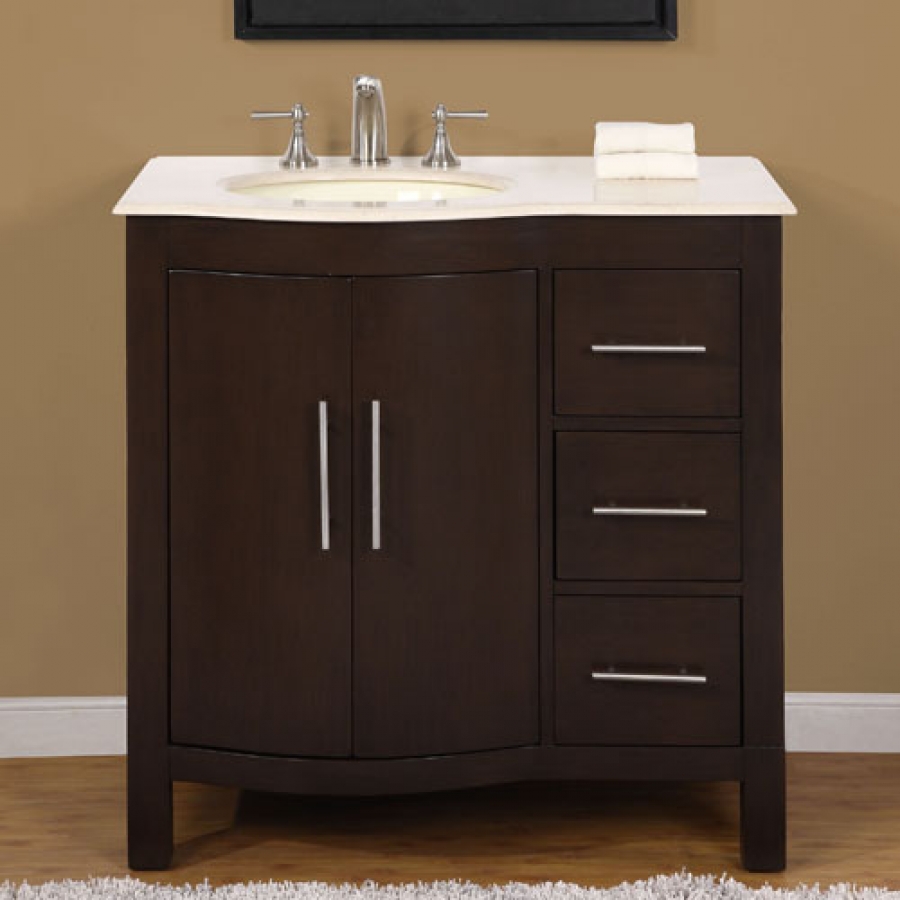 36 Inch Modern Single Bathroom Vanity with Marble