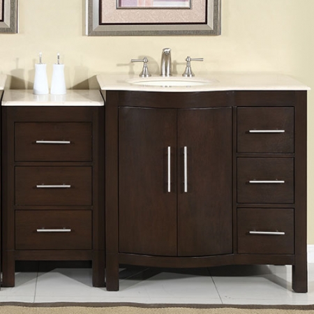 53 Inch Espresso Large Single Sink Bathroom Vanity | Marble