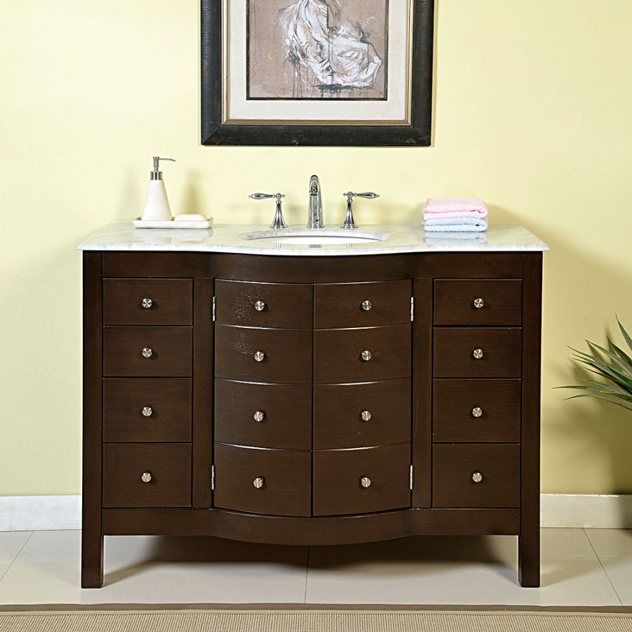 48 Inch Single Sink Bathroom Vanity In Dark Walnut