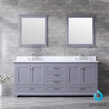 80 Inch Double Sink Bathroom Vanity in Dark Gray with Choice of No Top
