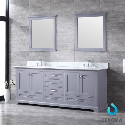 80 Inch Double Sink Bathroom Vanity in Dark Gray with Choice of No Top