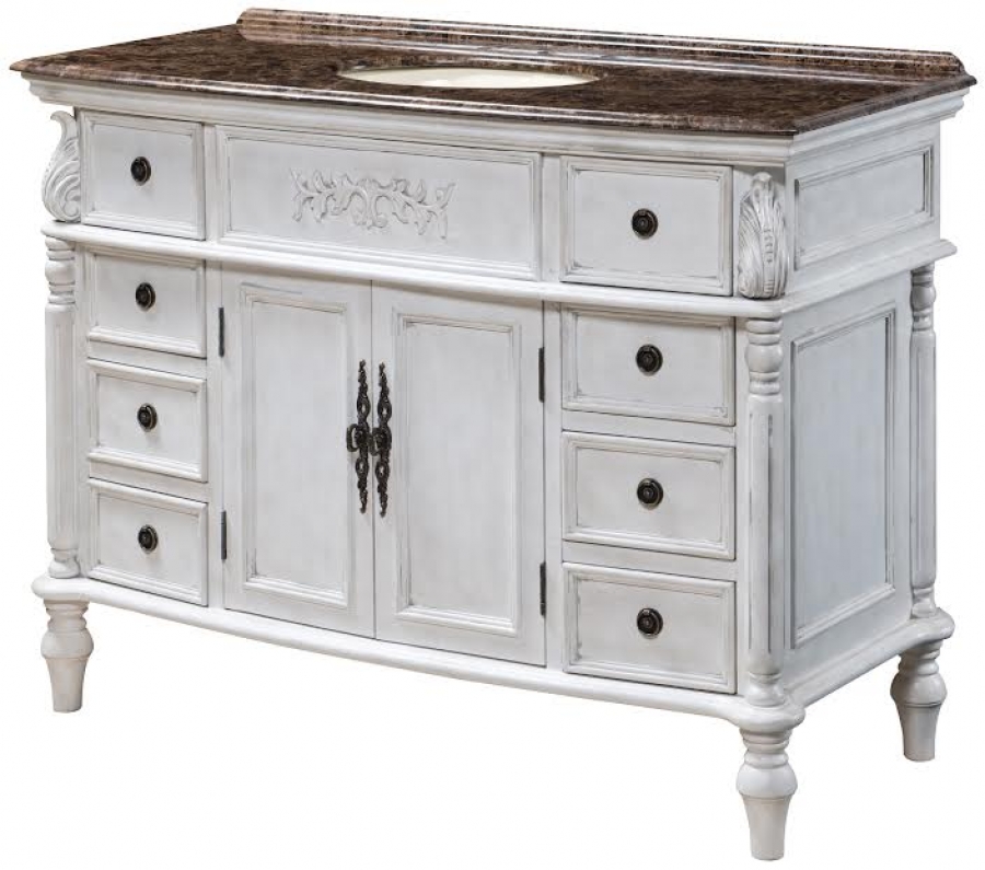 48 Inch Furniture Style Bath Vanity In Distressed White