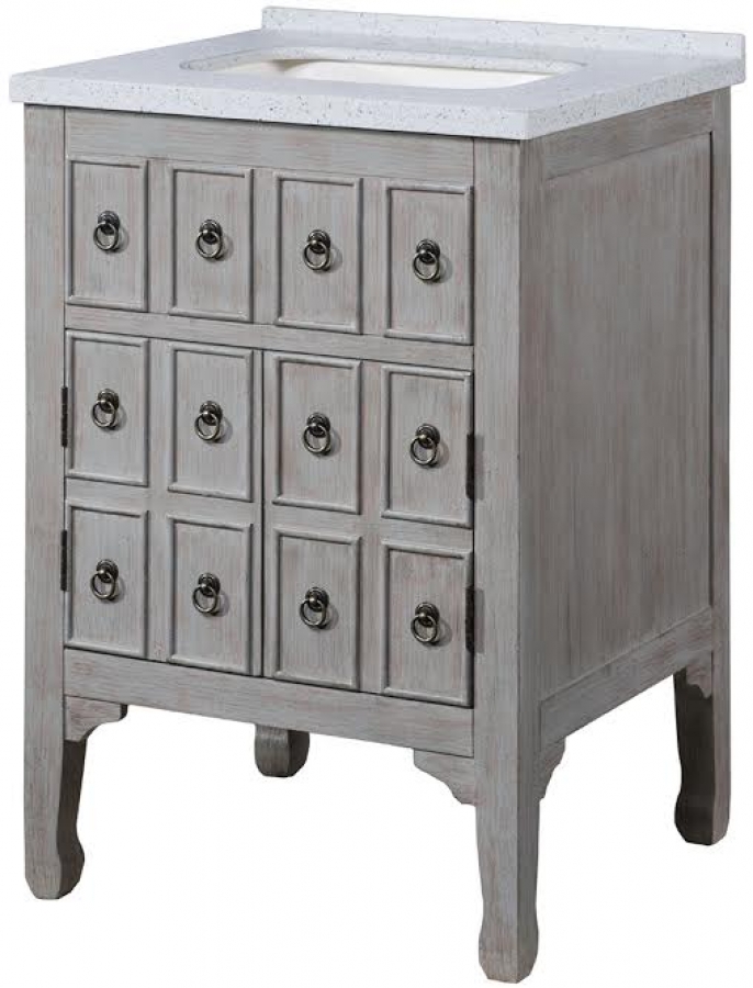 24 Inch Freestanding Bath Vanity In Distressed Gray