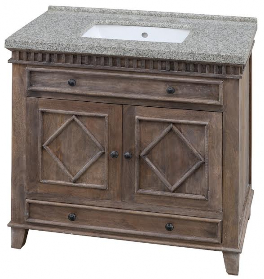 36 Inch Single Sink Bathroom Vanity in Rustic Natural Finish