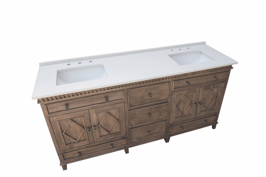 Berkeley 72 Inch White Double Bathroom Vanity