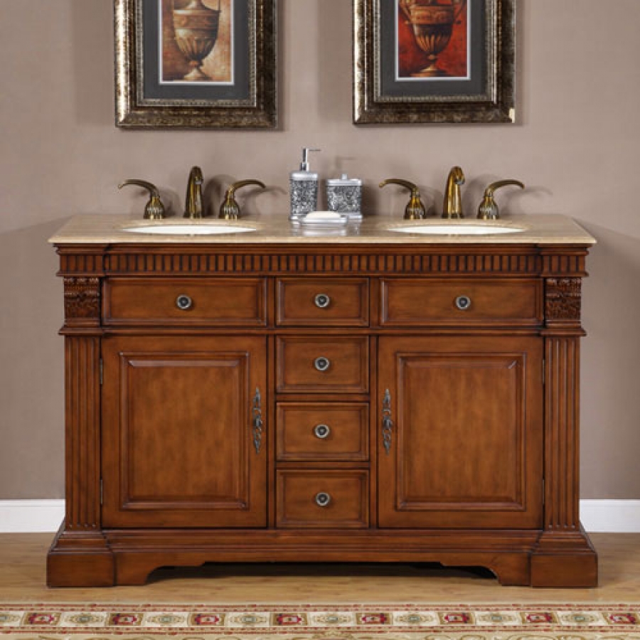 55 Inch Furniture  Style Double  Sink  Bathroom Vanity UVSR018155