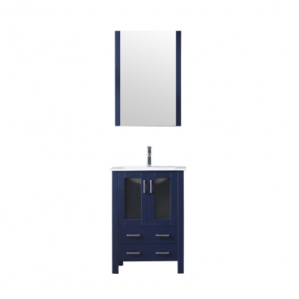 24 Inch Single Sink Bathroom Vanity in Navy Blue with Frosted Glass Doors