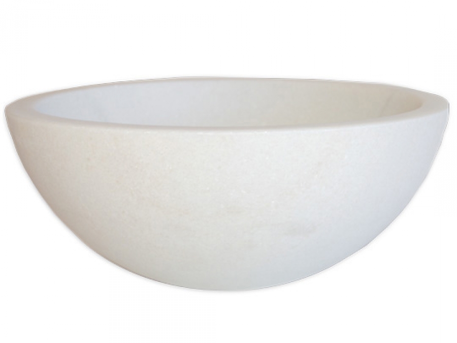 14 inch small round white marble vessel sink