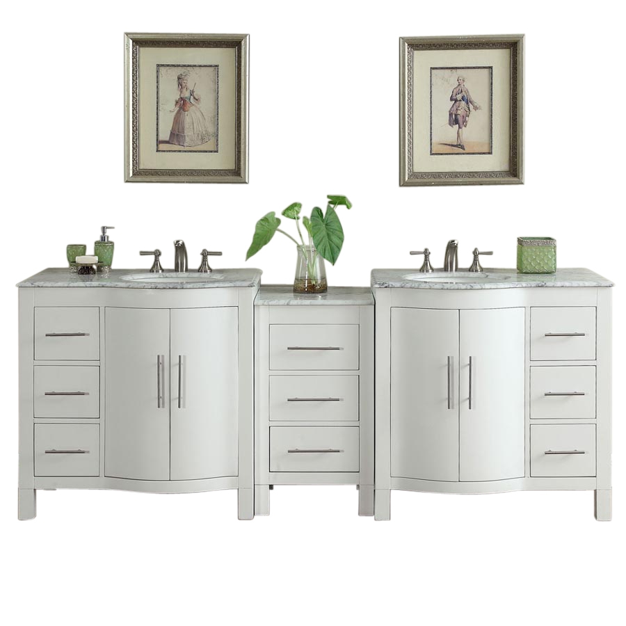 89 Inch Double Sink Bathroom Vanity with Offset Sinks
