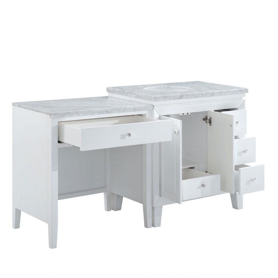 67 White Single Sink Bathroom Vanity & Makeup Table