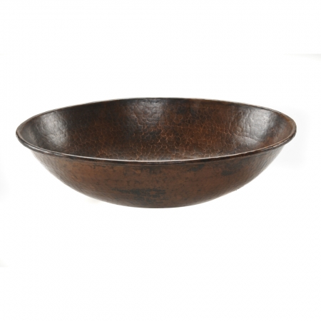 Oval Wired Rimmed Vessel Hammered Copper Sink