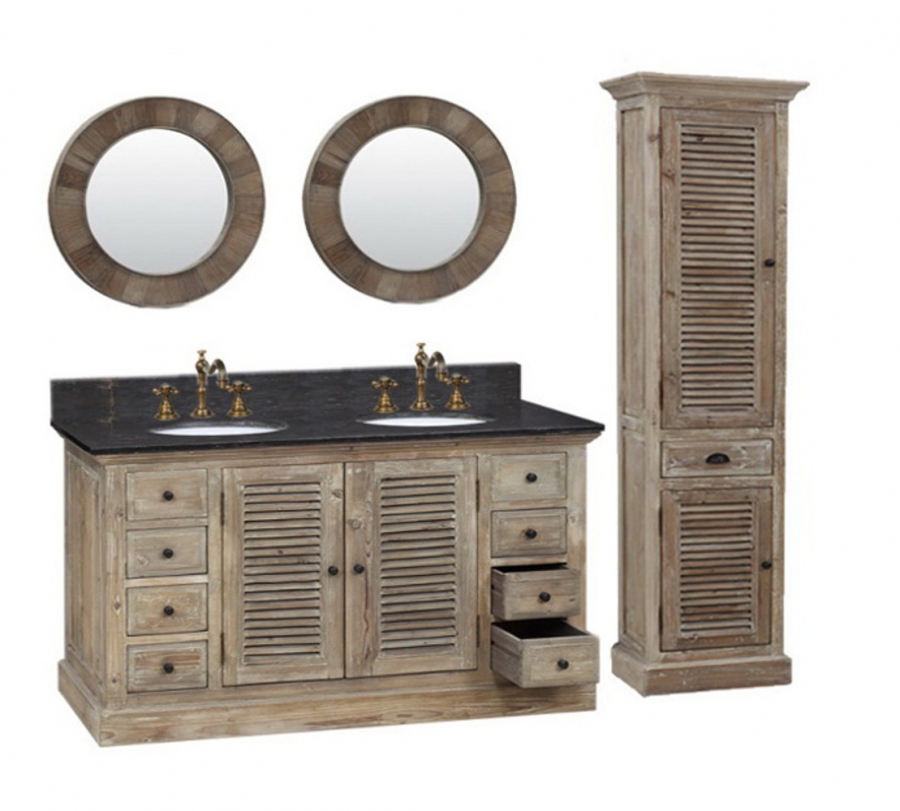 60 Inch Double Sink Bathroom Vanity In Natural Oak