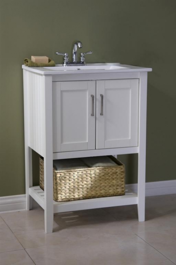 24 inch Small Narrow Bathroom Vanity White with Storage  (23.5Wx18.15Dx35H) CCL208W24