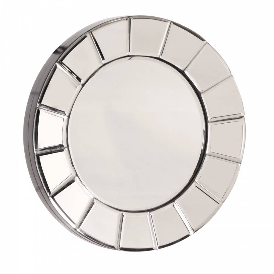 Small Round Glass Wall Mirror with Bevel 12 Inch