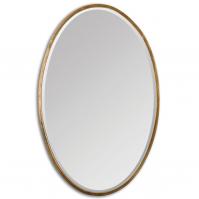 Herleva Heavily Antiqued Plated Gold Oval Mirror