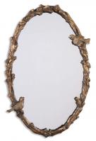 Paza Antiqued Gold Leaf with Gray Glaze Oval Mirror