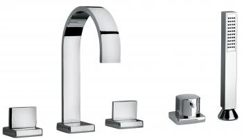 Dual Lever Roman Tub Faucet with Hand Shower