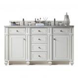 60 Inch Double Sink Bathroom Vanity in Cottage White with Choice of Top