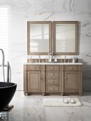 60 Inch Double Sink Bathroom Vanity in White Washed Walnut