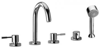Dual Lever Roman Tub Faucet with Hand Shower