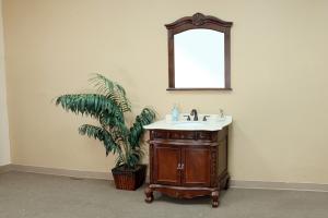 34.6 Inch Single Sink Bathroom Vanity with Carerra White Marble