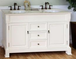 60 Inch Double Sink Bathroom Vanity in Cream White