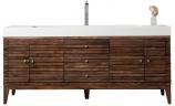 72 Inch Single Sink Bathroom Vanity in Mid Century Walnut with Electrical Component