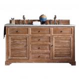 60 Inch Double Sink Bathroom Vanity in Driftwood Finish