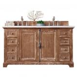 60 Inch Double Sink Bathroom Vanity in Driftwood Finish
