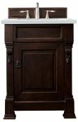 26 Inch Mahogany Single Sink Bathroom Vanity Quartz Stone