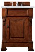 26 Inch Traditional Cherry Single Bathroom Vanity Quartz Top