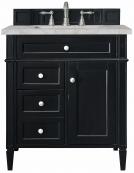 30 Inch Black Single Sink Bathroom Vanity Silver Quartz