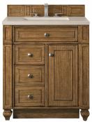 30 Inch Brown Single Sink Bathroom Vanity Marfil Quartz