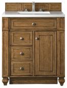 30 Inch Brown Single Sink Bathroom Vanity White Zeus Quartz