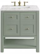 30 Inch Farmhouse Celadon Single Bathroom Vanity with Outlet