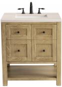30 Inch Farmhouse Natural Oak Single Bath Vanity with Outlet