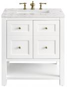 30 Inch Farmhouse White Single Sink Bath Vanity with Outlets
