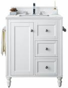 30 Inch Bright White Single Sink Bath Vanity Noctis Quartz