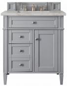 *30 Inch Gray Single Sink Bathroom Vanity Silver Quartz Top