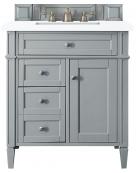 30 Inch Gray Single Sink Bathroom Vanity White Quartz Top