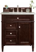 30 Inch Mahogany Single Sink Bathroom Vanity Carrara Marble