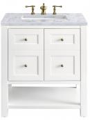 30 Inch Farmhouse White Single Sink Vanity with Marble Top