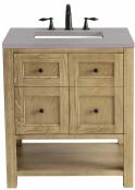 30 Inch Natural Oak Farmhouse Single Vanity with Outlets