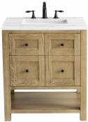 30 Inch Natural Oak Farmhouse Single Vanity with White Top