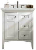 30 Inch Shaker Style White Single Bathroom Vanity Quartz Top