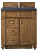 30 Inch Single Bathroom Vanity in Brown with Charcoal Quartz